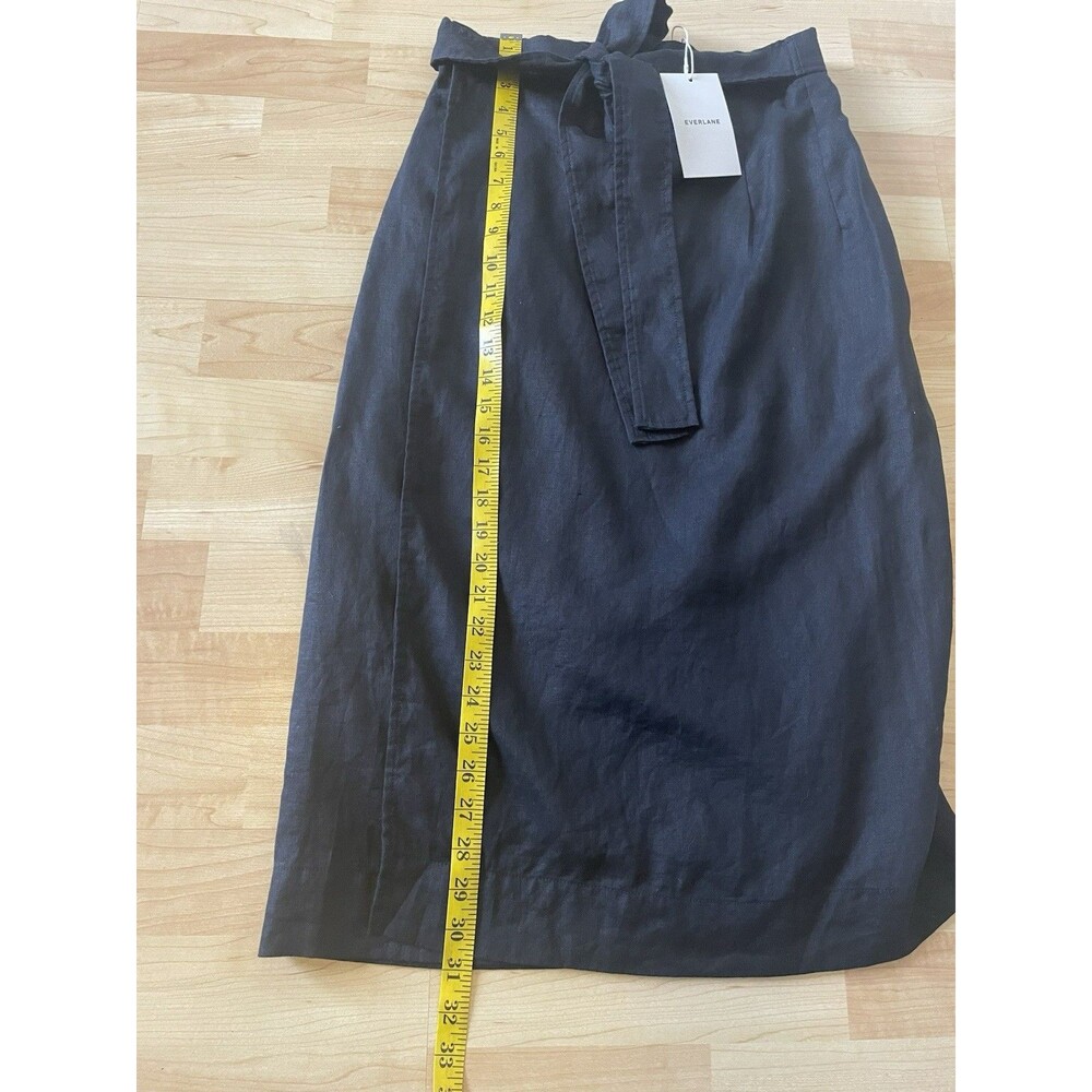 NWT Everlane The Linen Wrap Skirt 100% Linen Size 2 Black - Picture 10 of 12